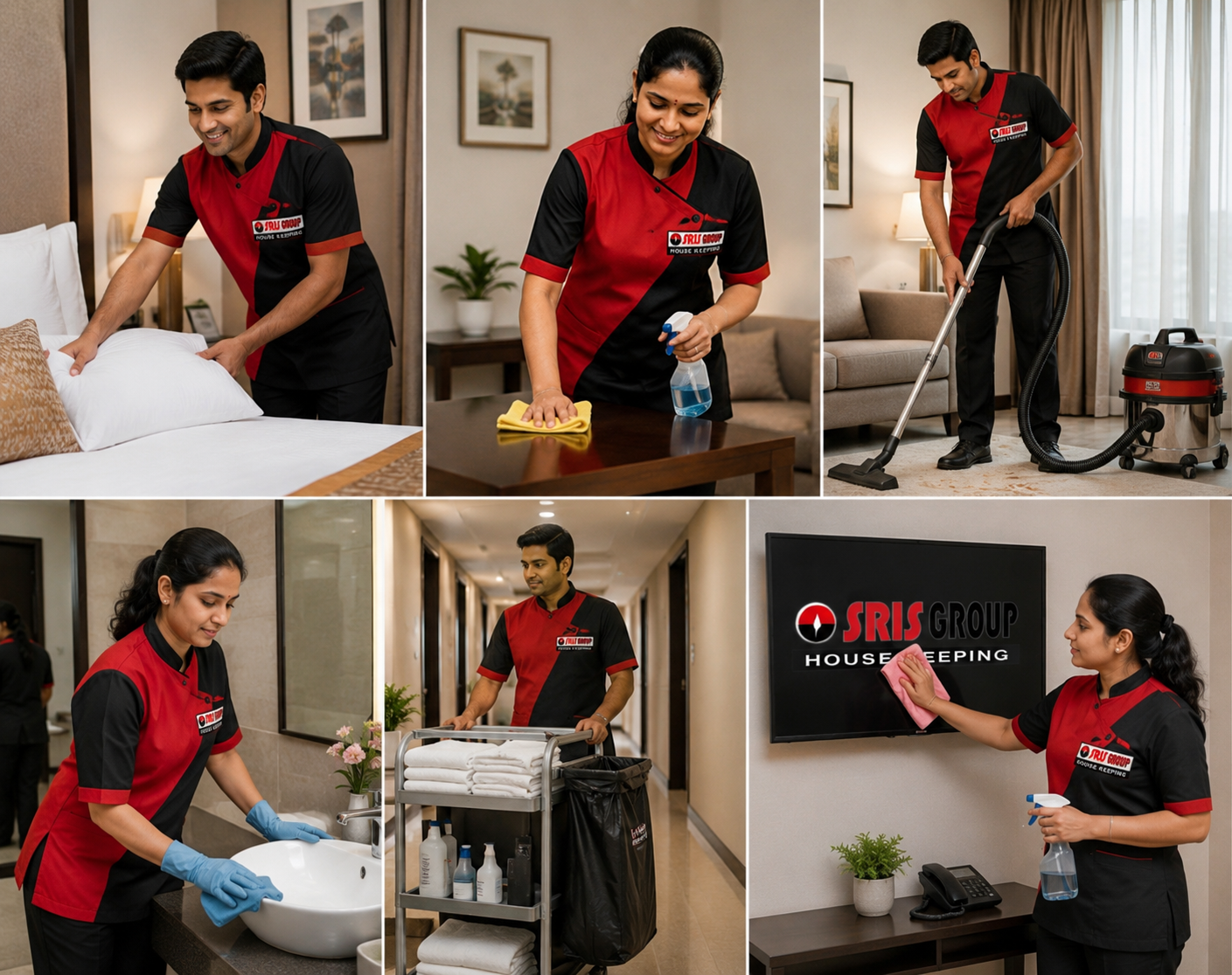 SRIS Group bed and room cleaning team