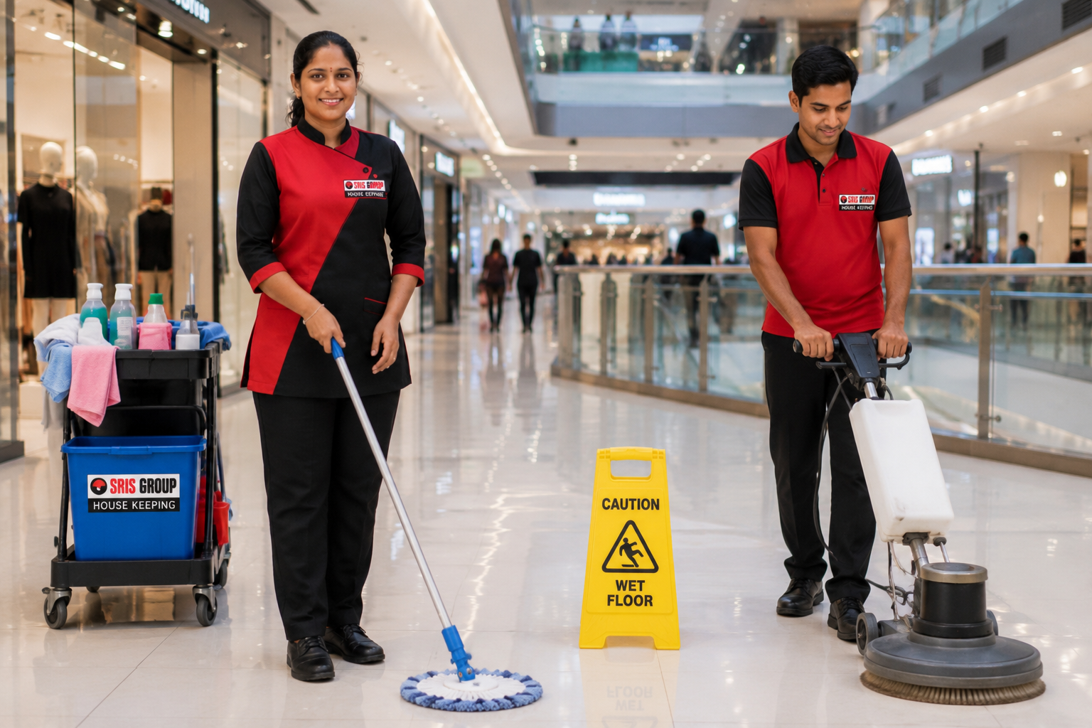 SRIS Group mall cleaning team