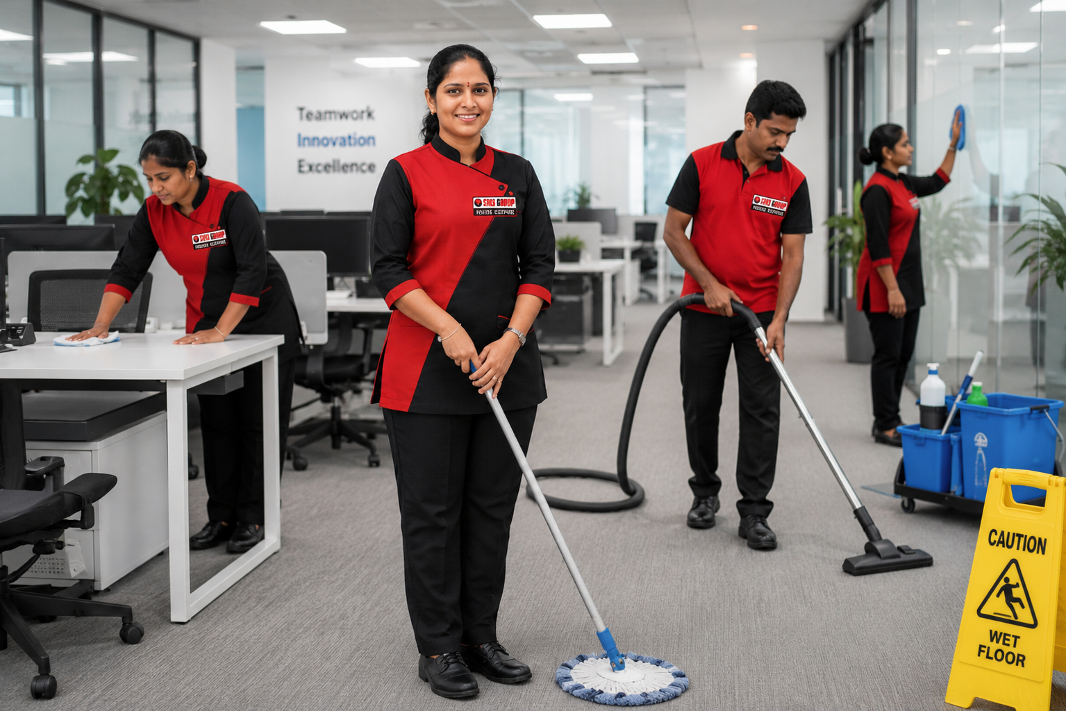 SRIS Group office cleaning team